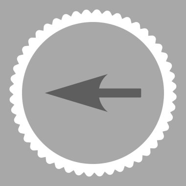 Keskin sol ok düz koyu gri ve beyaz renkler damga simgesi yuvarlak