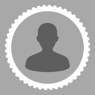 Kullanıcı düz koyu gri ve beyaz renkler damga simgesi yuvarlak