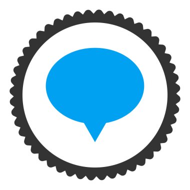 Afiş düz mavi ve gri renkler damga simgesi yuvarlak