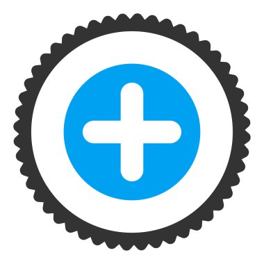 Damga simgesi yuvarlak düz mavi ve gri renkler oluşturma