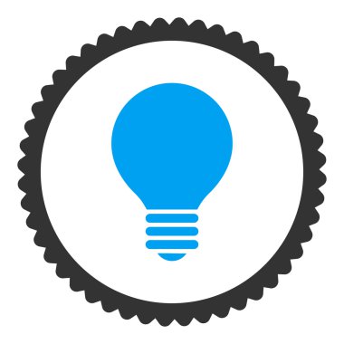 Elektrikli ampul düz mavi ve gri renkler damga simgesi yuvarlak