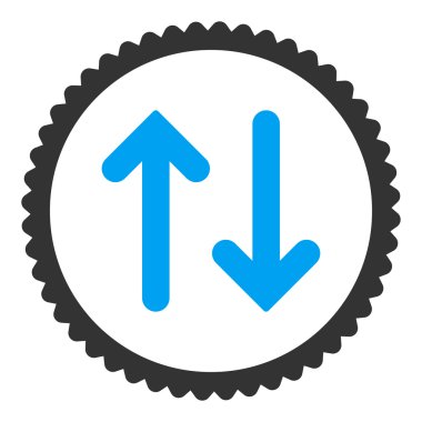 Flip düz mavi ve gri renkler damga simgesi yuvarlak