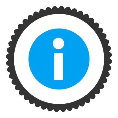 Bilgi düz mavi ve gri renkler damga simgesi yuvarlak