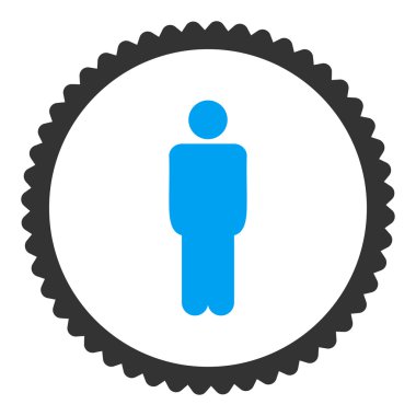 Adam düz mavi ve gri renkler damga simgesi yuvarlak