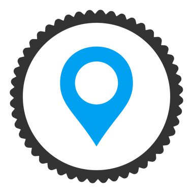 Yuvarlak damga simge harita işareti düz mavi ve gri renkler