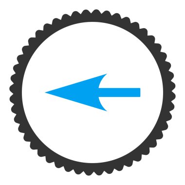 Keskin sol ok düz mavi ve gri renkler damga simgesi yuvarlak