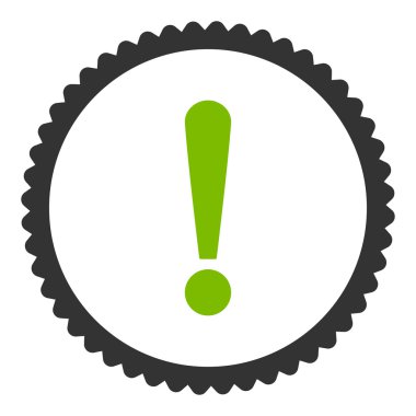 Ünlem işareti eko yeşil ve gri renkler damga simgesi yuvarlak düz