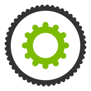 Vites düz eko yeşil ve gri renkler damga simgesi yuvarlak