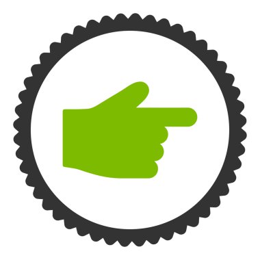 İşaret parmağı düz eko yeşil ve gri renkler damga simgesi yuvarlak