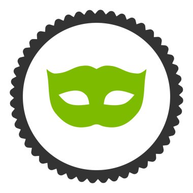 Gizlilik maskesi düz eko yeşil ve gri renkler damga simgesi yuvarlak