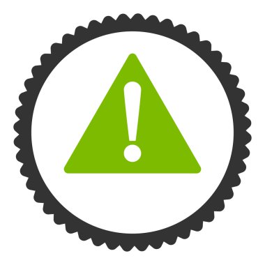 Düz Eko uyarı yeşil ve gri renkler damga simgesi yuvarlak