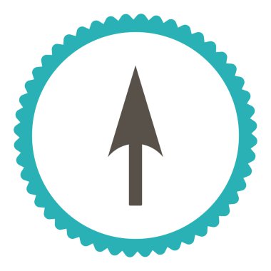 Yuvarlak damga simgesi ok eksen Y düz gri ve mavi renkler