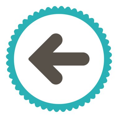 Yuvarlak damga simgesi ok sol düz gri ve mavi renkler