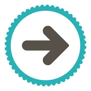 Ok sağ düz gri ve mavi yuvarlak damga simge renk