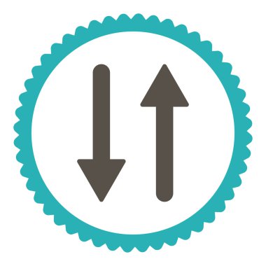 Yuvarlak damga simgesi okları Exchange dikey düz gri ve mavi renkler