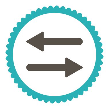 Yuvarlak damga simgesi okları Exchange düz gri ve mavi renkler