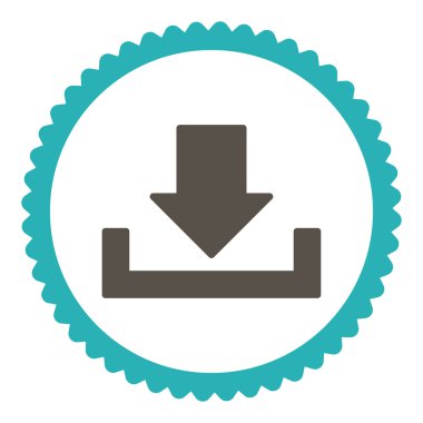 Düz gri indirmek ve mavi renkler damga simgesi yuvarlak