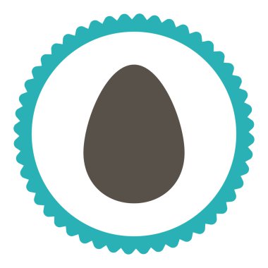 Yuvarlak damga simgesi yumurta düz gri ve mavi renkler