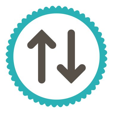 Düz gri flip ve mavi renkler damga simgesi yuvarlak