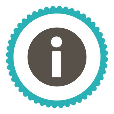 Yuvarlak damga simgesi bilgi düz gri ve mavi renkler