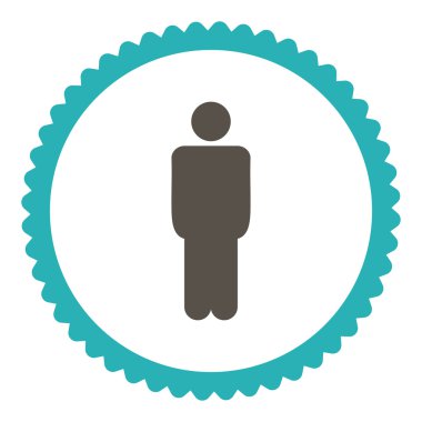 Dostum düz gri ve mavi renkler yuvarlak damga simgesi