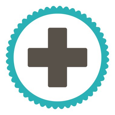 Ve pul simgesi yuvarlak düz gri ve mavi renkleri