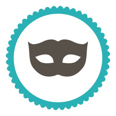 Yuvarlak damga simgesi gizlilik maskesi düz gri ve mavi renkler