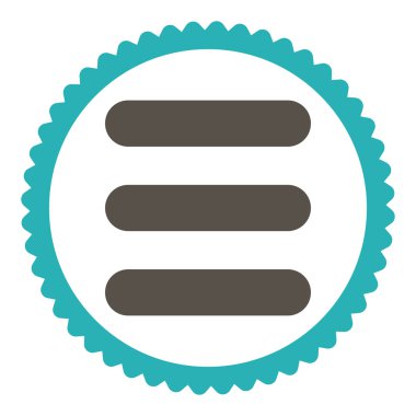 Yuvarlak damga simgesi yığın düz gri ve mavi renkler