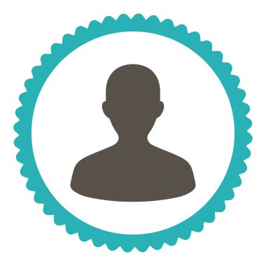 Yuvarlak damga simgesi Kullanıcı düz gri ve mavi renkler