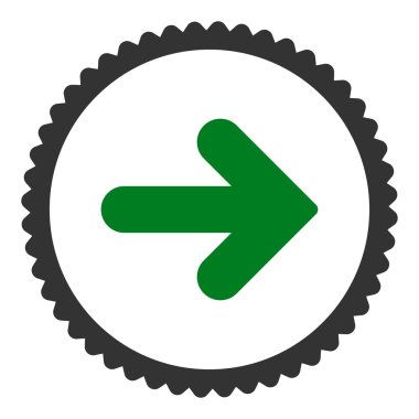 Ok sağ düz yeşil ve gri renkler damga simgesi yuvarlak