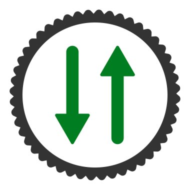 Oklar Exchange dikey düz yeşil ve gri renkler damga simgesi yuvarlak