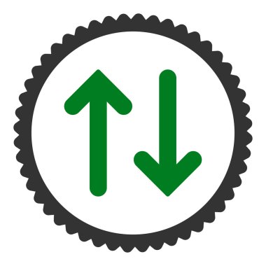 Düz yeşil flip ve gri renkler damga simgesi yuvarlak