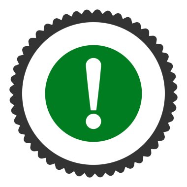 Sorun düz yeşil ve gri renkler damga simgesi yuvarlak