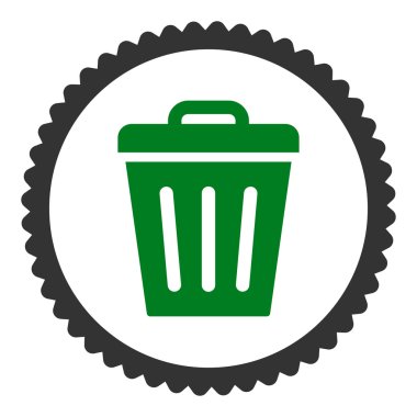Çöp Can düz yeşil ve gri renkler damga simgesi yuvarlak