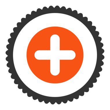 Düz turuncu oluşturmak ve gri renkler damga simgesi yuvarlak