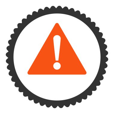 Yuvarlak damga simgesi uyarı düz turuncu ve gri renkler