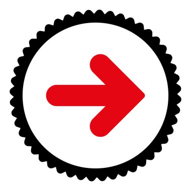 Ok sağ düz yoğun kırmızı ve siyah yuvarlak damga simge renk