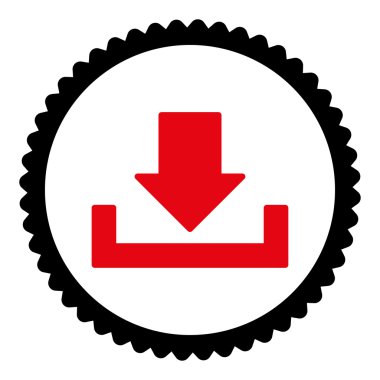 Damga simgesi yuvarlak düz yoğun kırmızı ve siyah renkleri indir