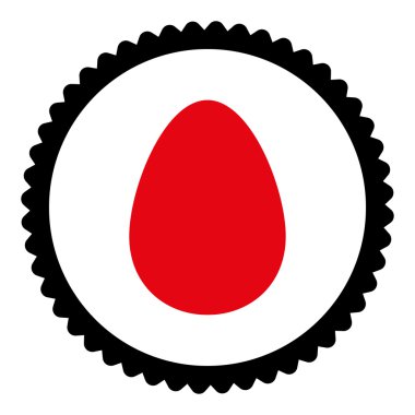 Yuvarlak damga simgesi yumurta düz yoğun kırmızı ve siyah renk