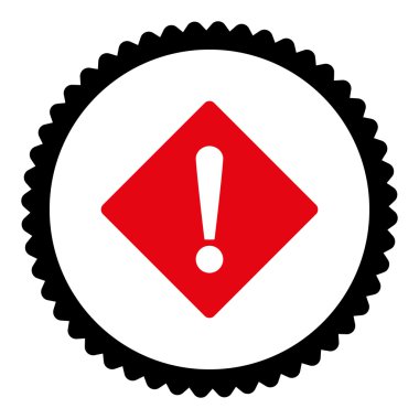 Yuvarlak damga simgesi hata düz yoğun kırmızı ve siyah renk