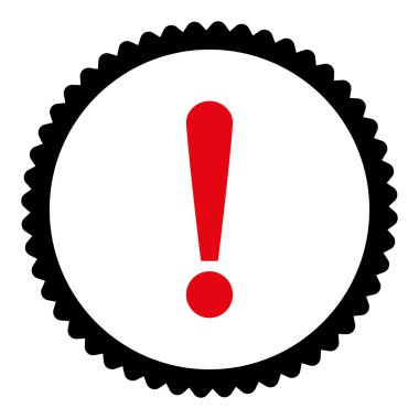 Ünlem işareti damgası simgesi yuvarlak yoğun kırmızı ve siyah renkleri düz