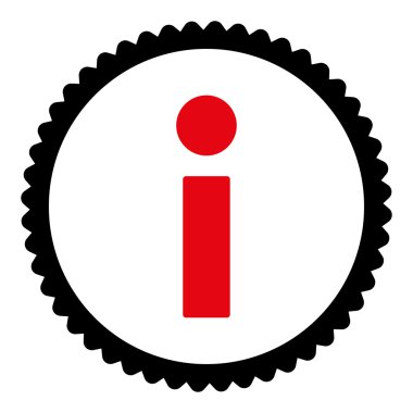 Yuvarlak damga simgesi bilgi düz yoğun kırmızı ve siyah renk