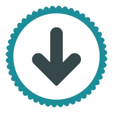 Ok aşağı düz yumuşak mavi renkler damga simgesi yuvarlak