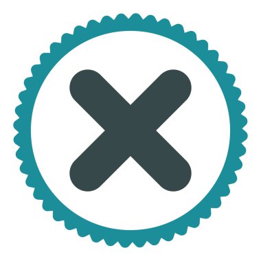 Düz yumuşak mavi renkler damga simgesi yuvarlak iptal