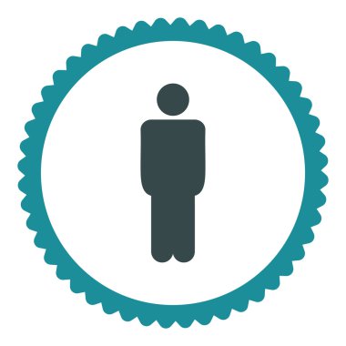 Adam düz yumuşak mavi renkler damga simgesi yuvarlak