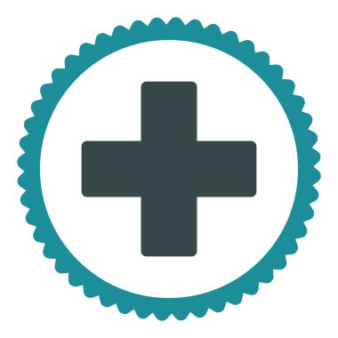 Artı düz yumuşak mavi renkler damga simgesi yuvarlak