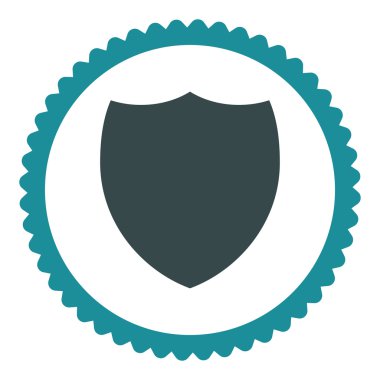 Kalkan düz yumuşak mavi renkler damga simgesi yuvarlak