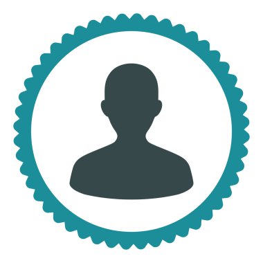 Kullanıcı düz yumuşak mavi renkler damga simgesi yuvarlak