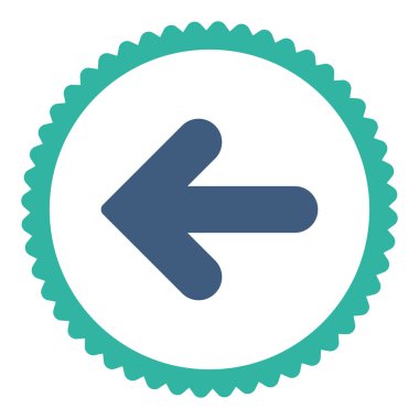 Ok sol düz kobalt ve mavi renkler damga simgesi yuvarlak