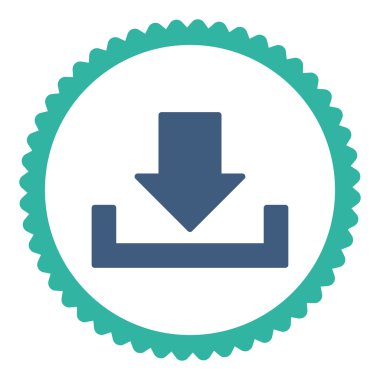 Düz kobalt indirmek ve mavi renkler damga simgesi yuvarlak